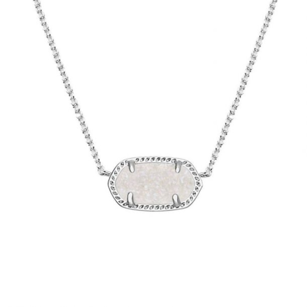 Kendra Scott Elisa Silver Pendant Necklace in Iridescent Drusy